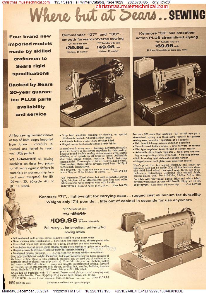 1957 Sears Fall Winter Catalog, Page 1029