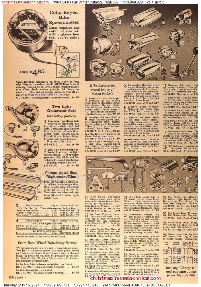 1963 Sears Fall Winter Catalog, Page 807