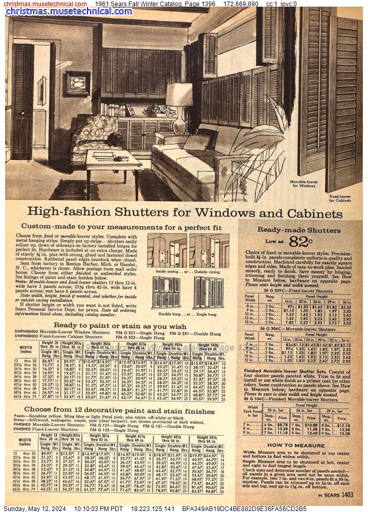1961 Sears Fall Winter Catalog, Page 1396