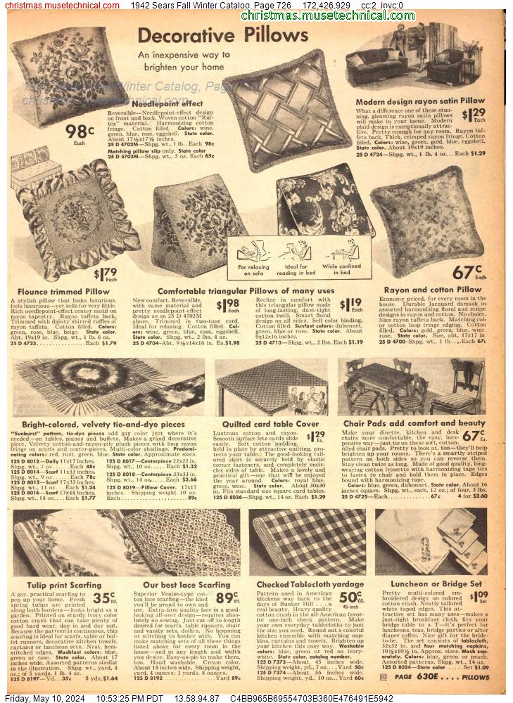 1942 Sears Fall Winter Catalog, Page 726
