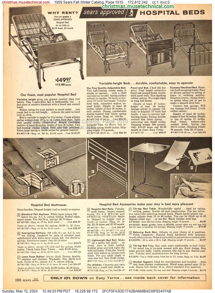 1959 Sears Fall Winter Catalog, Page 1010