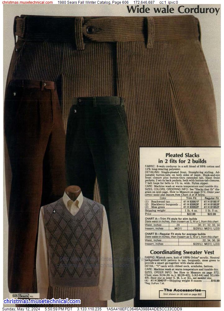 1980 Sears Fall Winter Catalog, Page 606