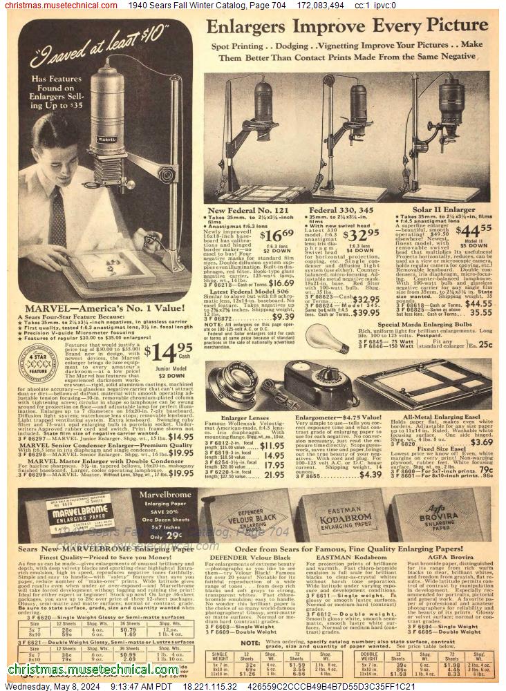 1940 Sears Fall Winter Catalog, Page 704