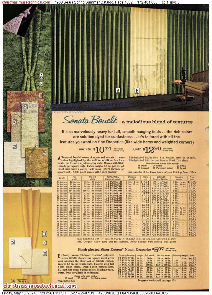 1968 Sears Spring Summer Catalog, Page 1032