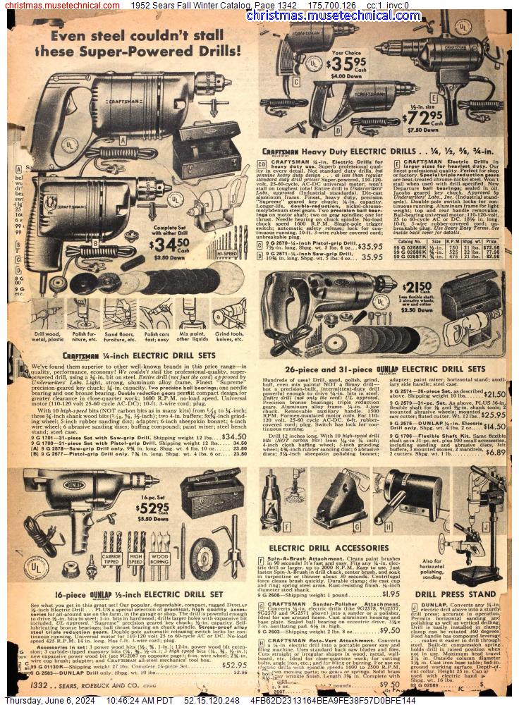1952 Sears Fall Winter Catalog, Page 1342