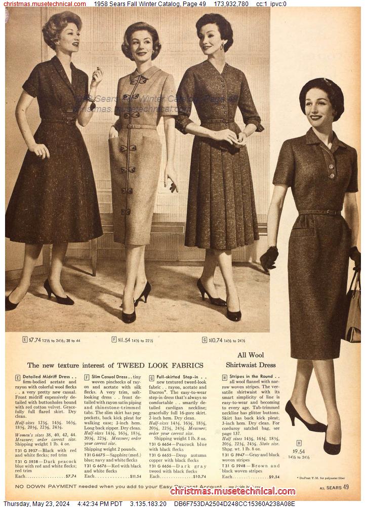 1958 Sears Fall Winter Catalog, Page 49