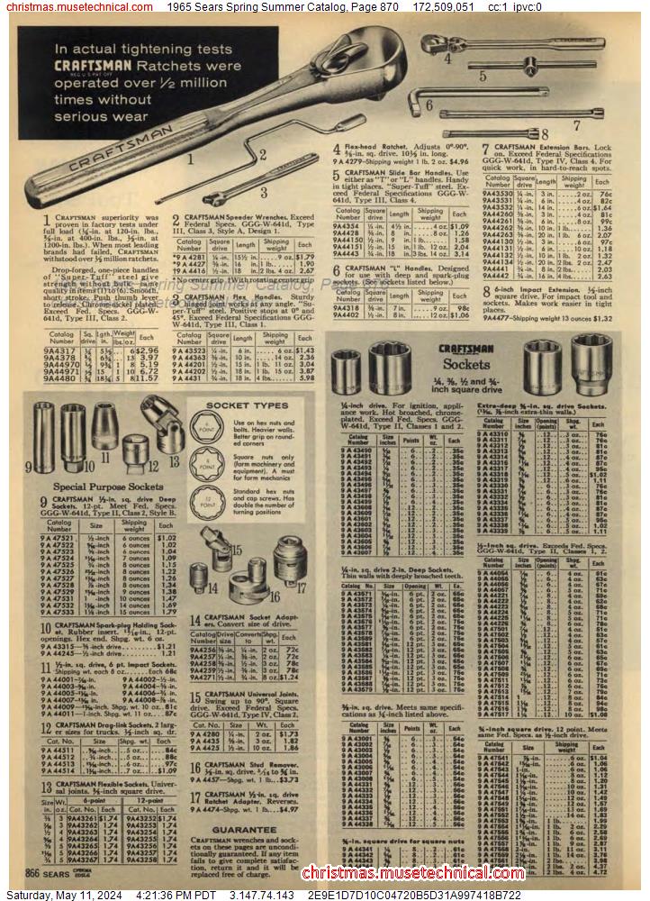 1965 Sears Spring Summer Catalog, Page 870