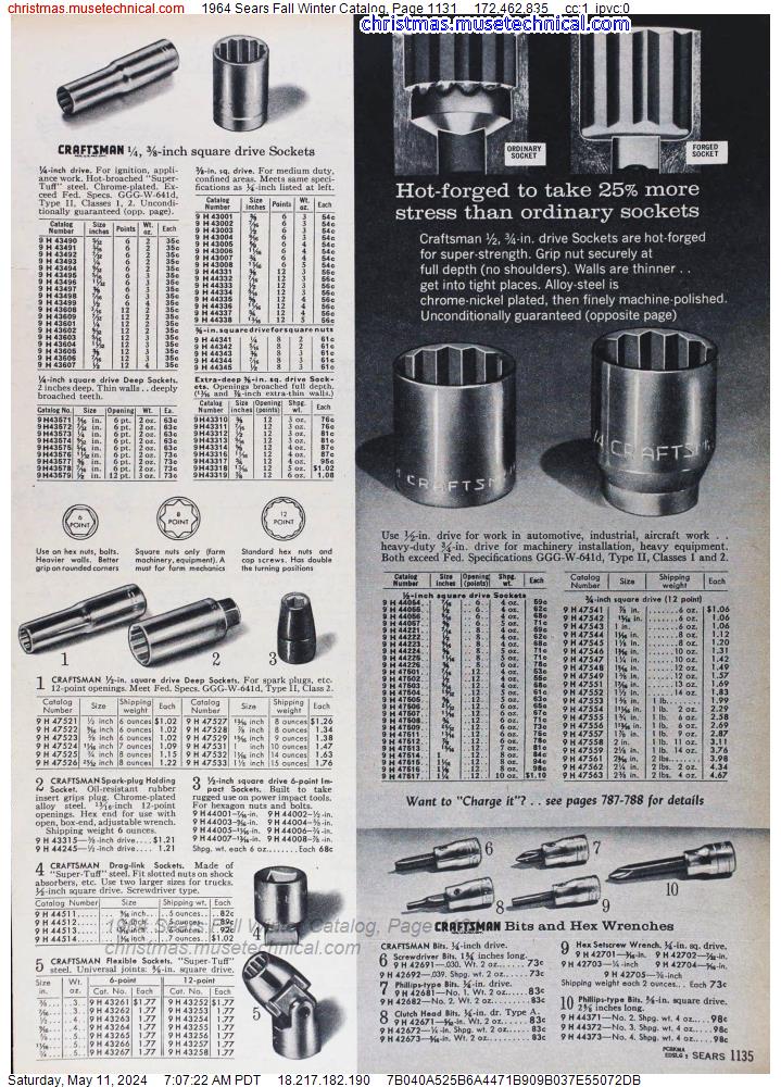 1964 Sears Fall Winter Catalog, Page 1131