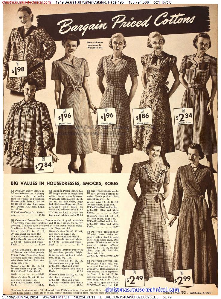 1949 Sears Fall Winter Catalog, Page 195