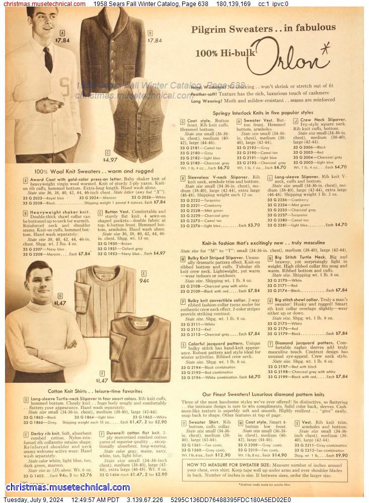 1958 Sears Fall Winter Catalog, Page 638