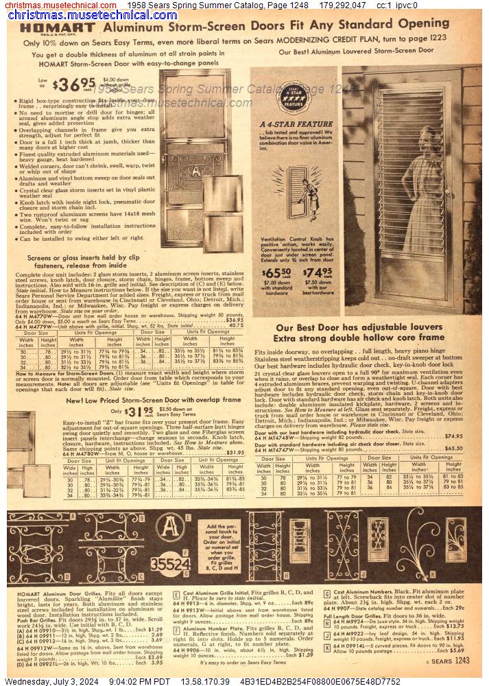 1958 Sears Spring Summer Catalog, Page 1248