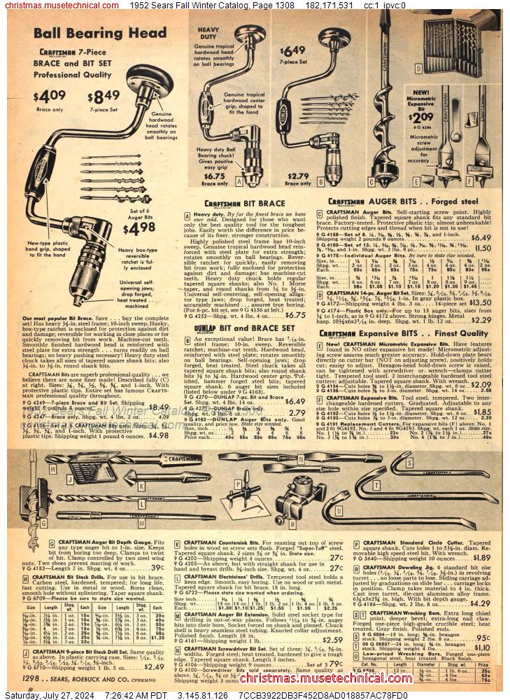 1952 Sears Fall Winter Catalog, Page 1308