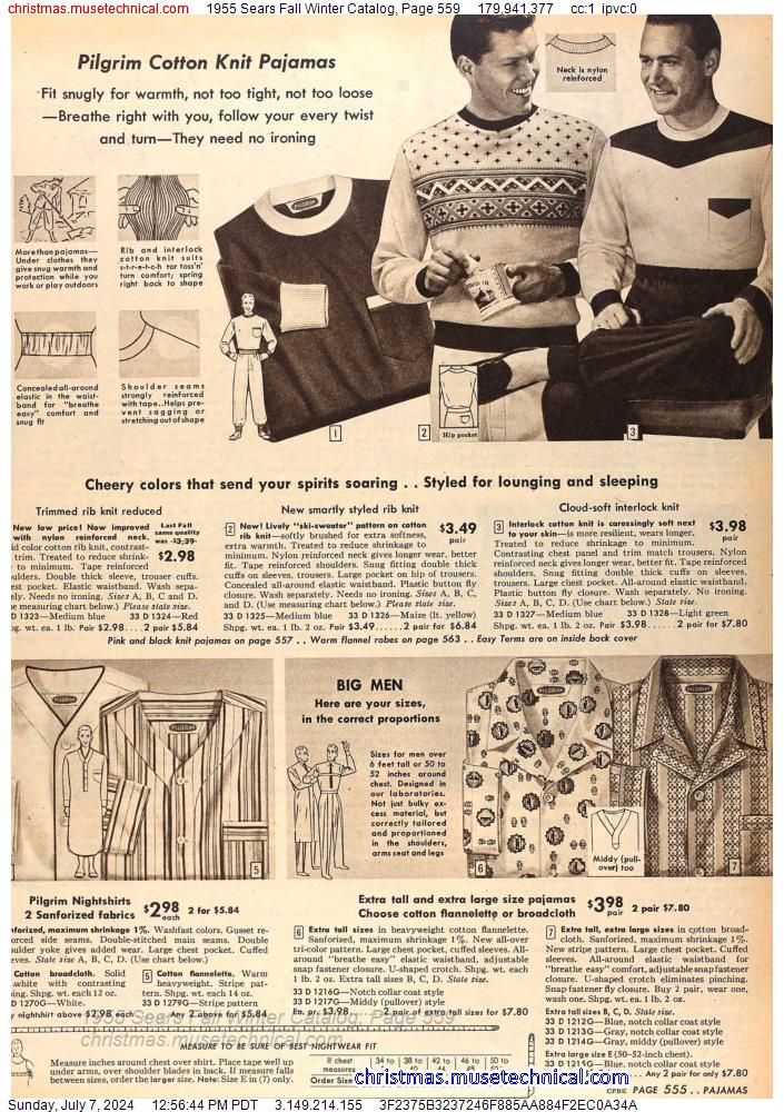 1955 Sears Fall Winter Catalog, Page 559