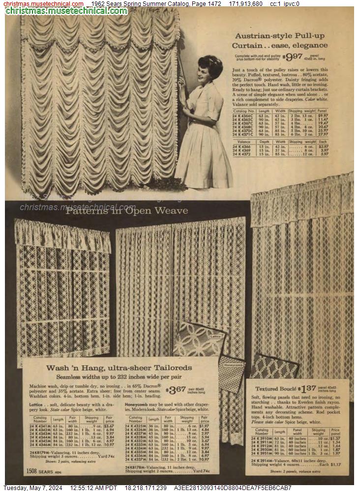 1962 Sears Spring Summer Catalog, Page 1472