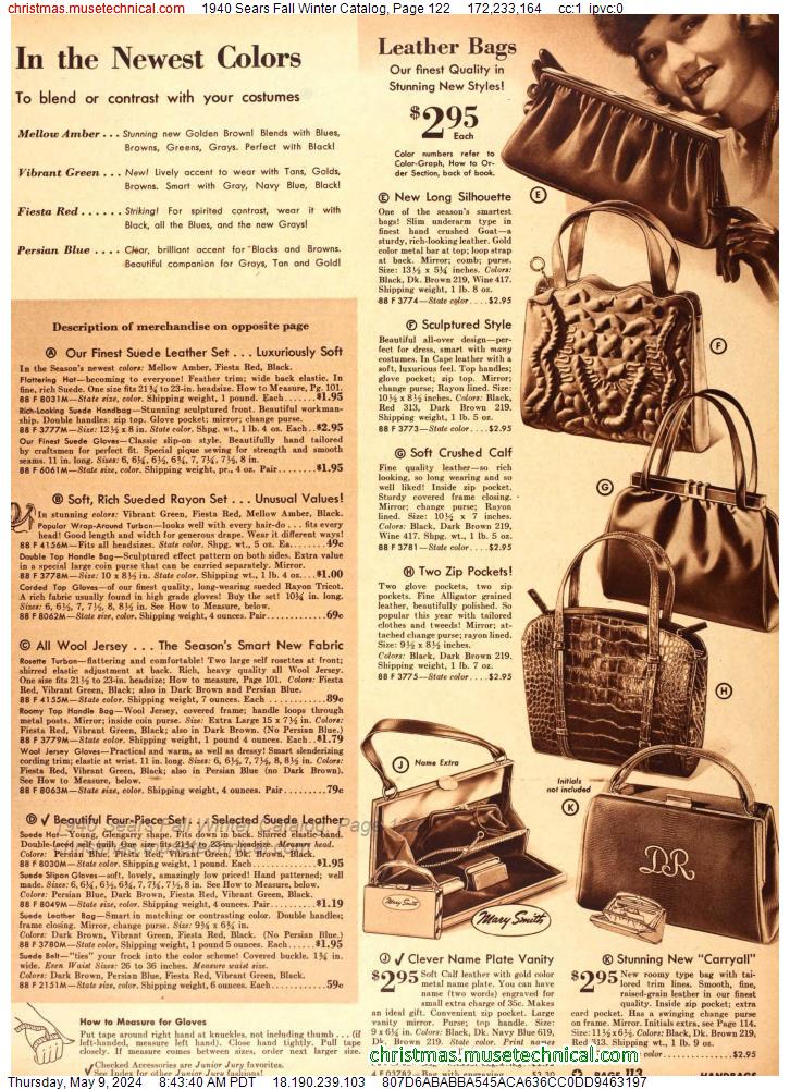 1940 Sears Fall Winter Catalog, Page 122