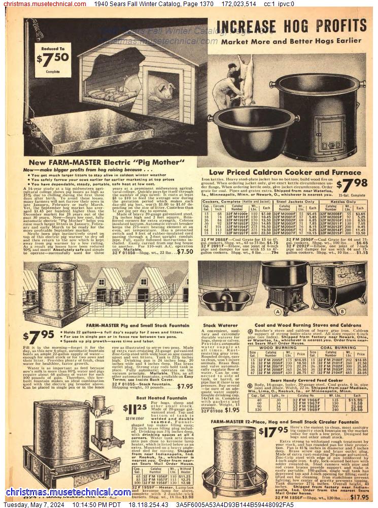 1940 Sears Fall Winter Catalog, Page 1370