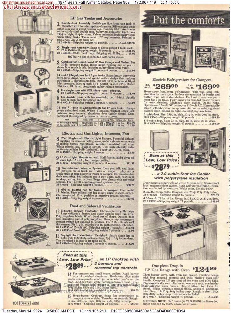 1971 Sears Fall Winter Catalog, Page 808