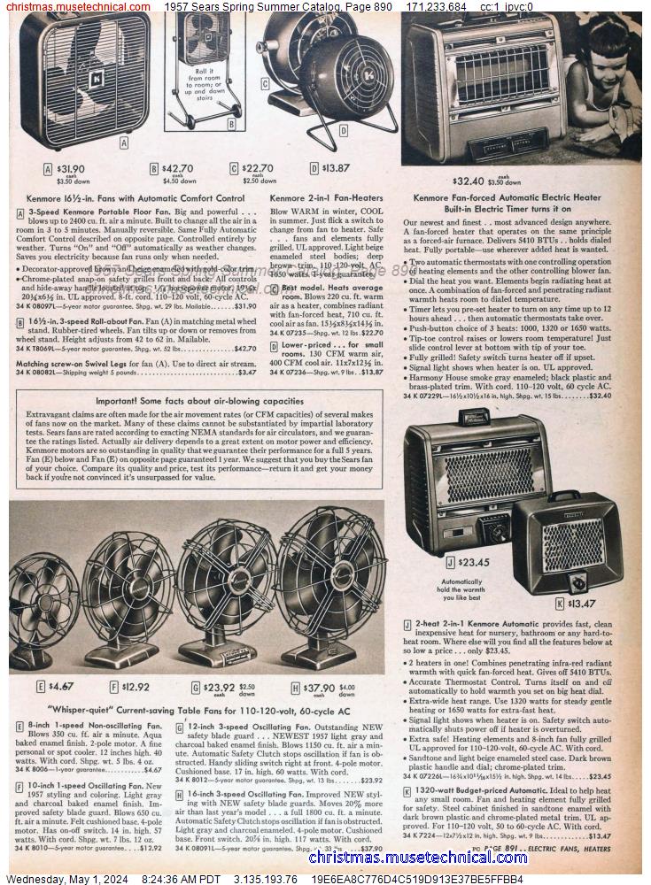 1957 Sears Spring Summer Catalog, Page 890