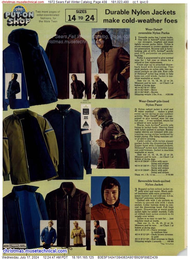 1972 Sears Fall Winter Catalog, Page 408