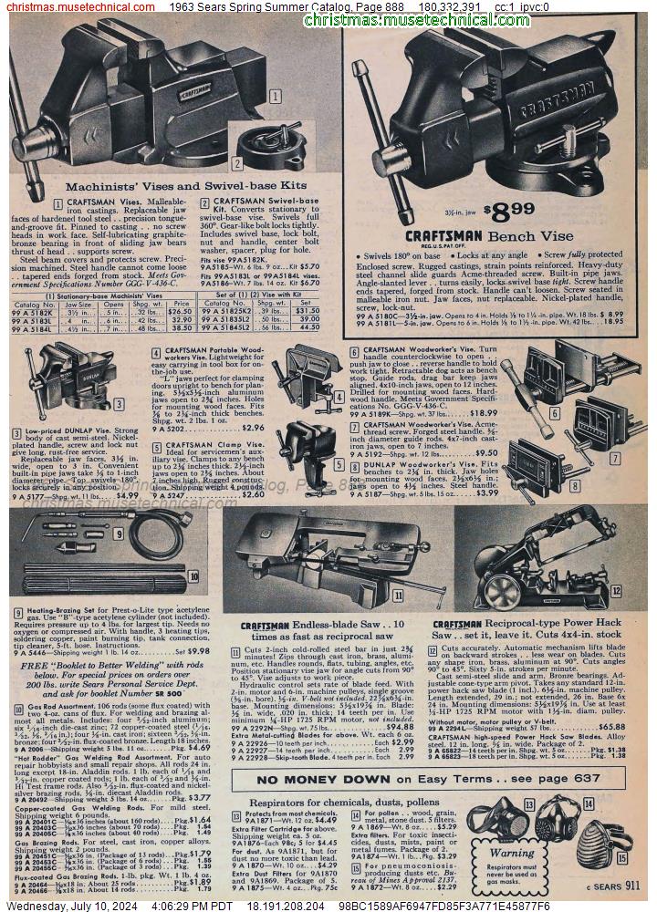 1963 Sears Spring Summer Catalog, Page 888