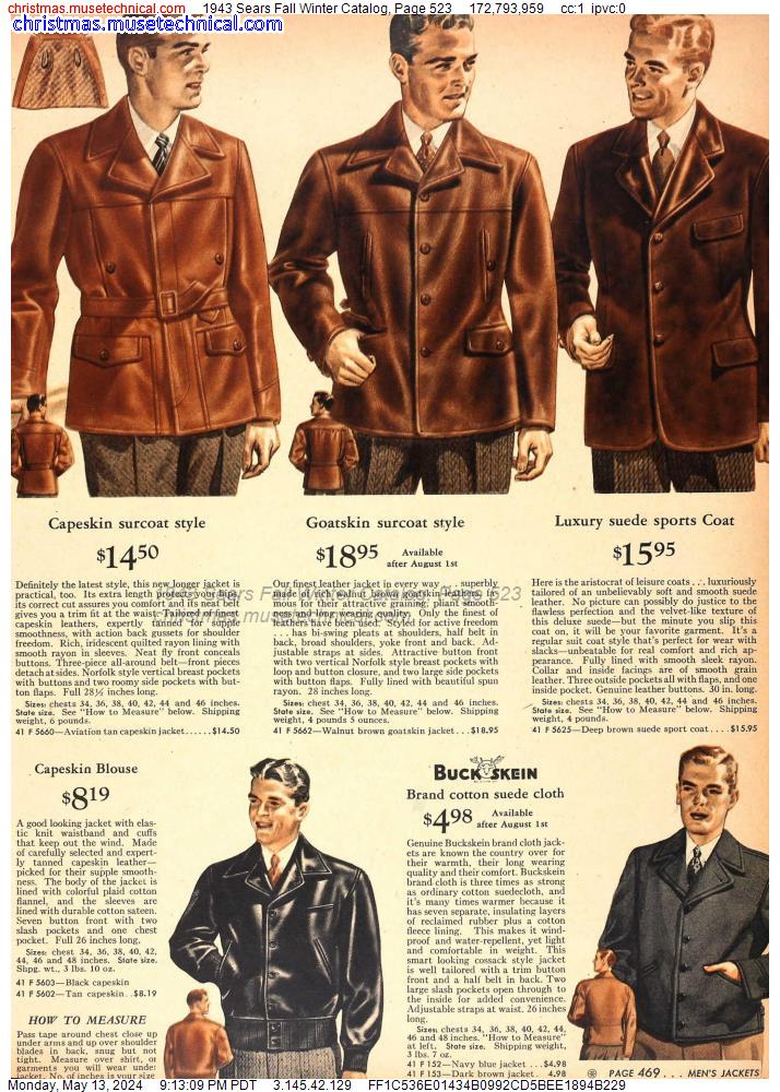 1943 Sears Fall Winter Catalog, Page 523