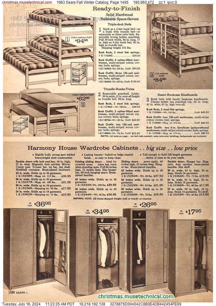 1963 Sears Fall Winter Catalog, Page 1495