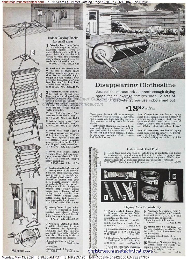 1966 Sears Fall Winter Catalog, Page 1258