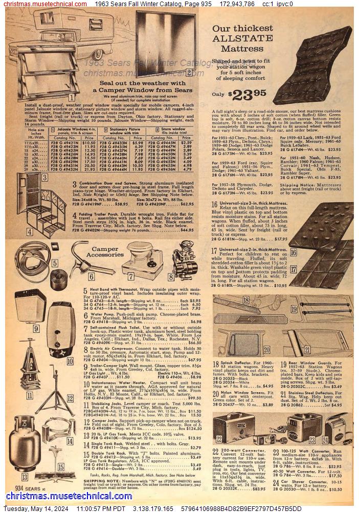 1963 Sears Fall Winter Catalog, Page 935