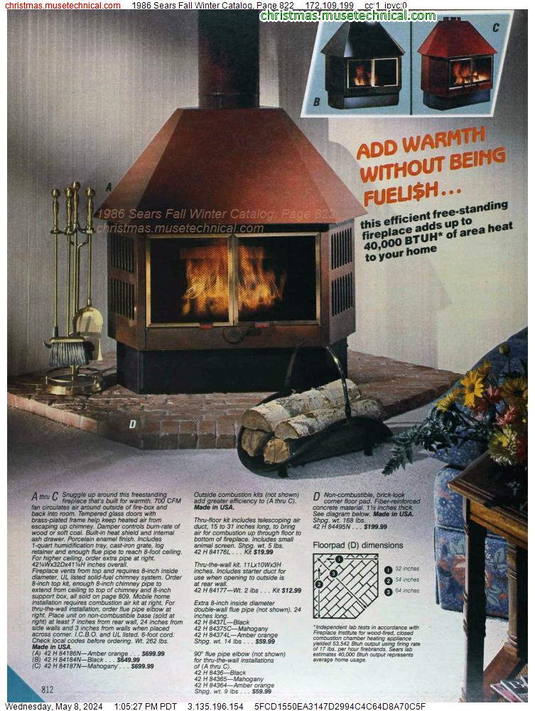 1986 Sears Fall Winter Catalog, Page 822