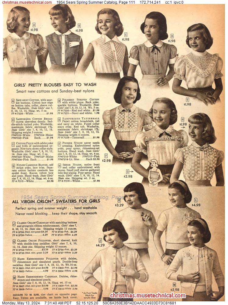 1954 Sears Spring Summer Catalog, Page 111