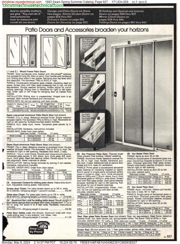1983 Sears Spring Summer Catalog, Page 927