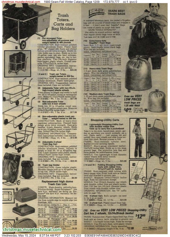 1980 Sears Fall Winter Catalog, Page 1209