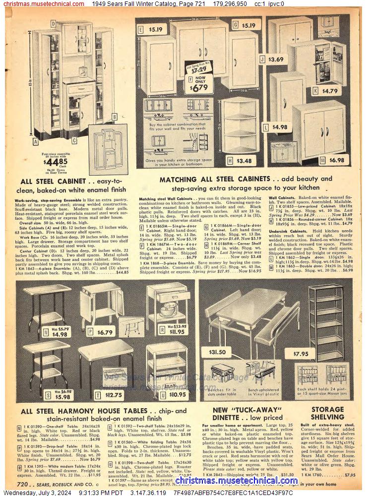 1949 Sears Fall Winter Catalog, Page 721
