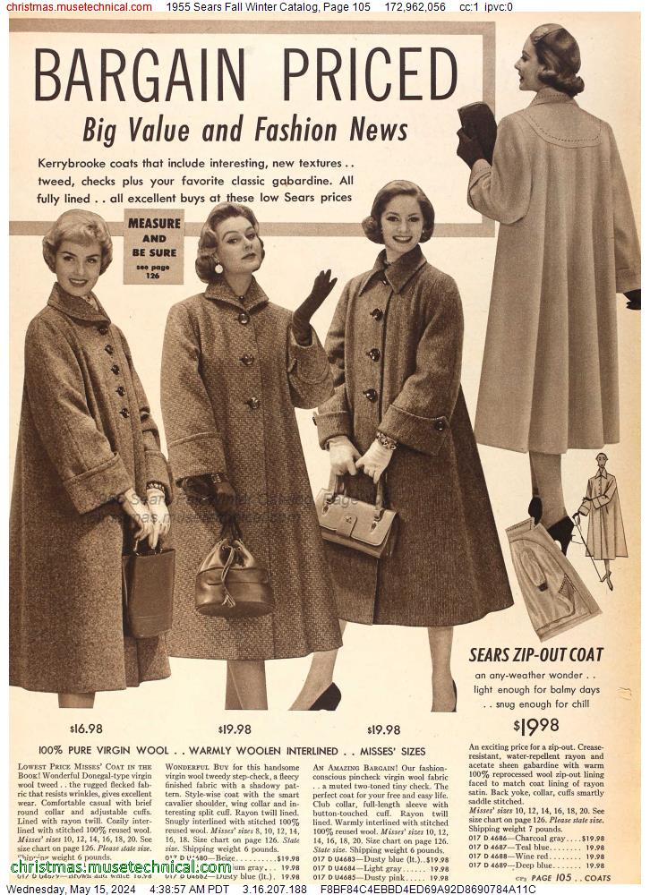 1955 Sears Fall Winter Catalog, Page 105