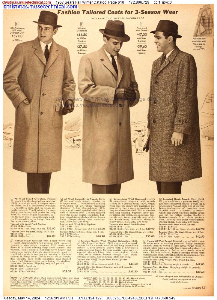 1957 Sears Fall Winter Catalog, Page 610