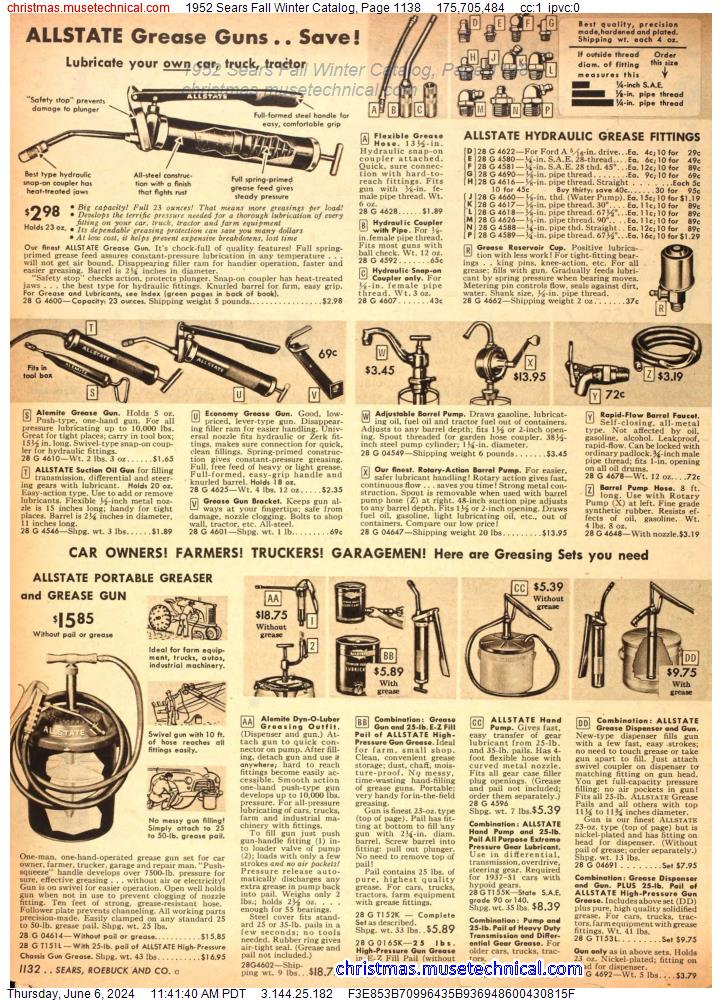 1952 Sears Fall Winter Catalog, Page 1138