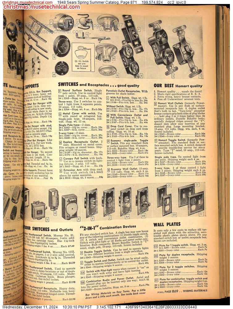 1948 Sears Spring Summer Catalog, Page 871