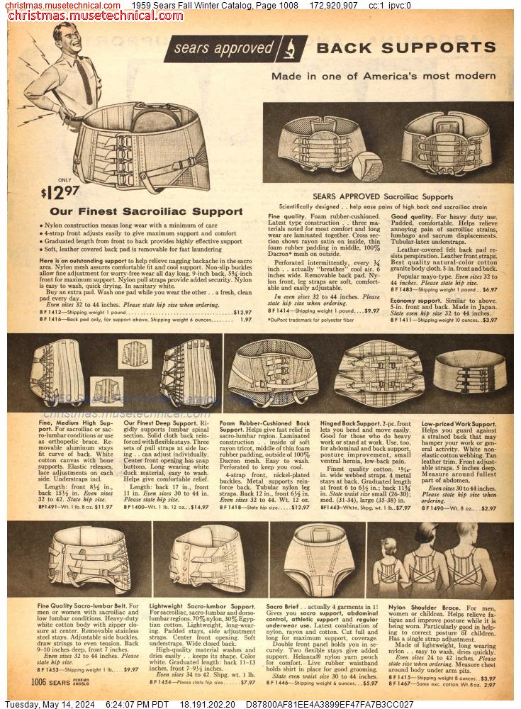 1959 Sears Fall Winter Catalog, Page 1008