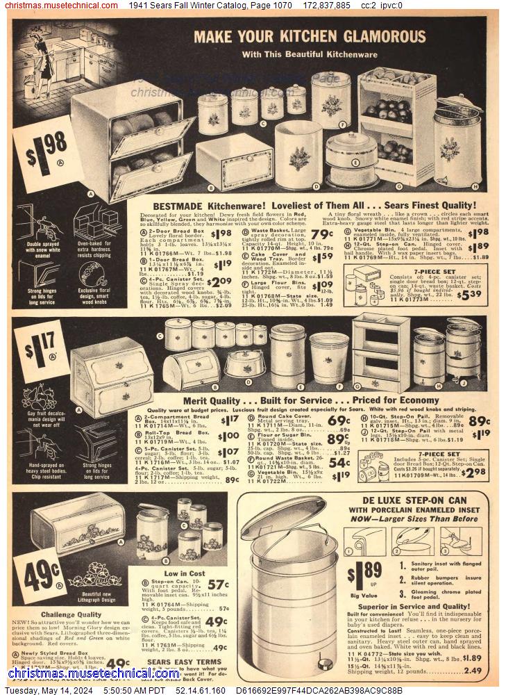 1941 Sears Fall Winter Catalog, Page 1070