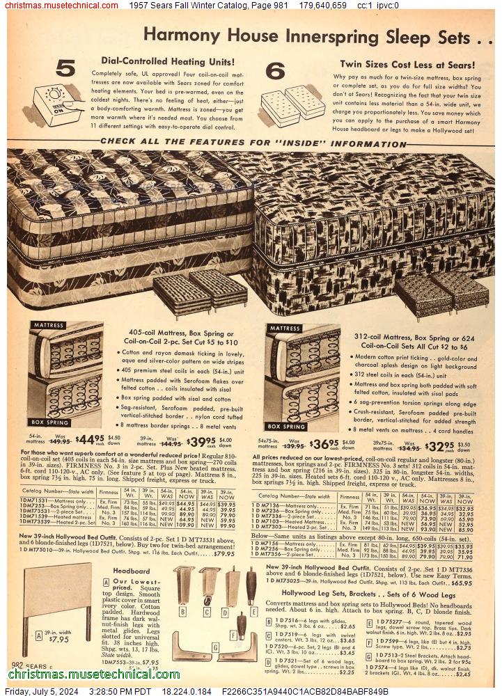 1957 Sears Fall Winter Catalog, Page 981