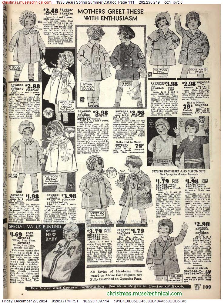 1930 Sears Spring Summer Catalog, Page 111