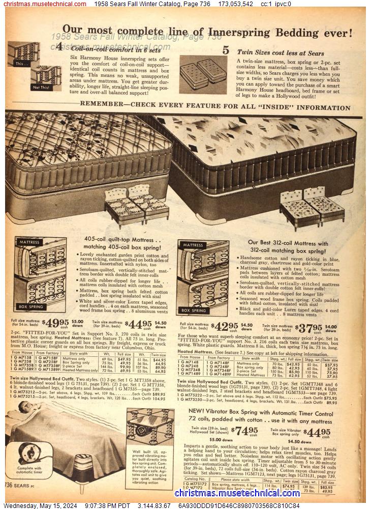 1958 Sears Fall Winter Catalog, Page 736