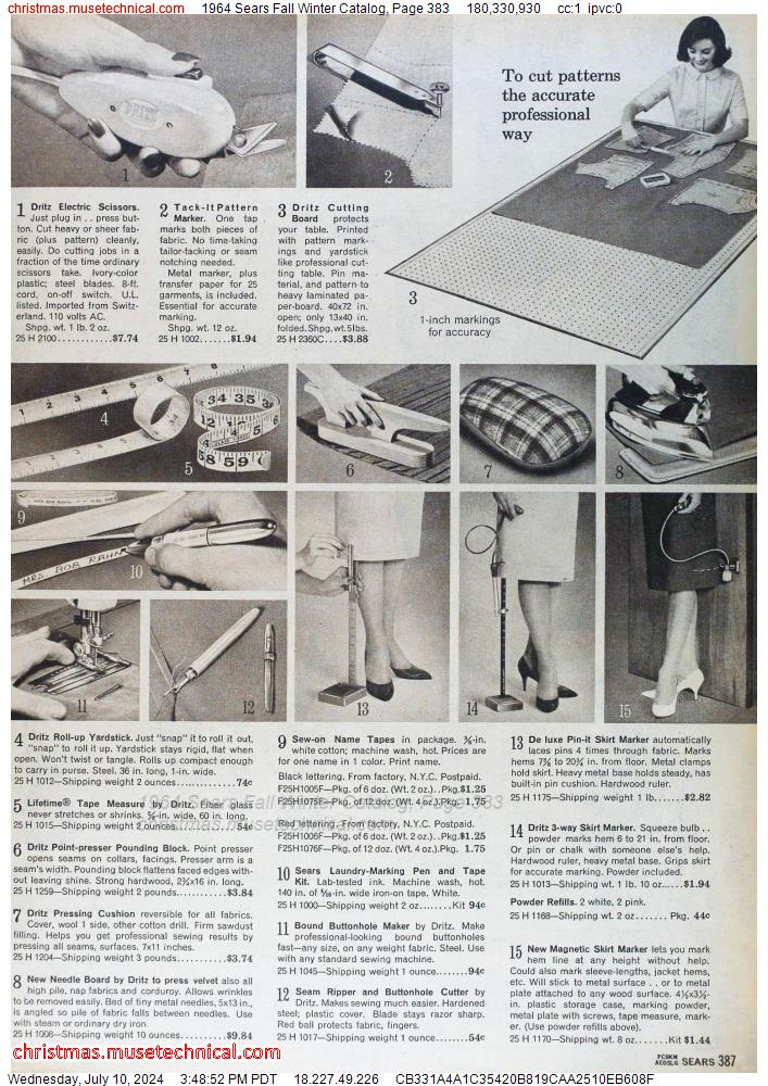 1964 Sears Fall Winter Catalog, Page 383