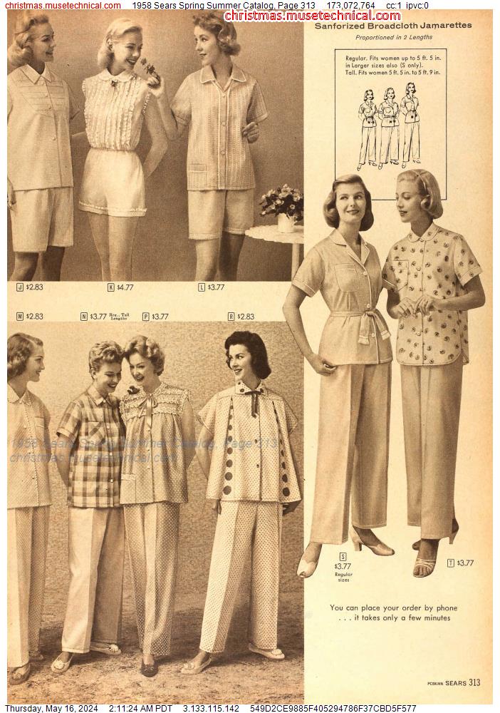 1958 Sears Spring Summer Catalog, Page 313