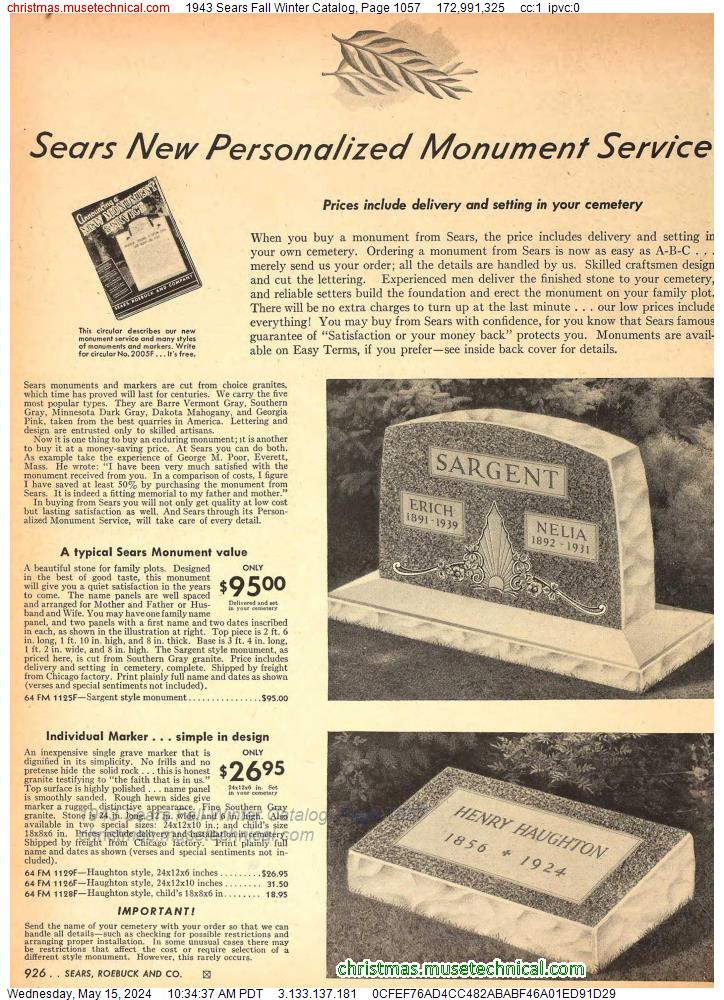 1943 Sears Fall Winter Catalog, Page 1057