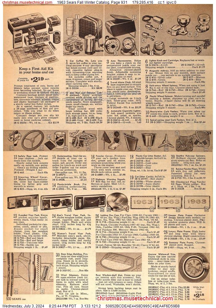 1963 Sears Fall Winter Catalog, Page 931