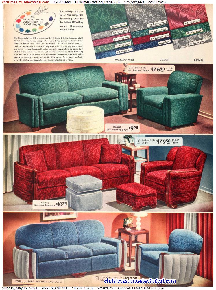 1951 Sears Fall Winter Catalog, Page 726