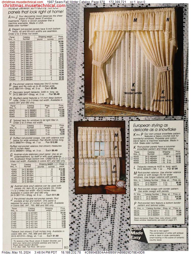 1987 Sears Fall Winter Catalog, Page 878