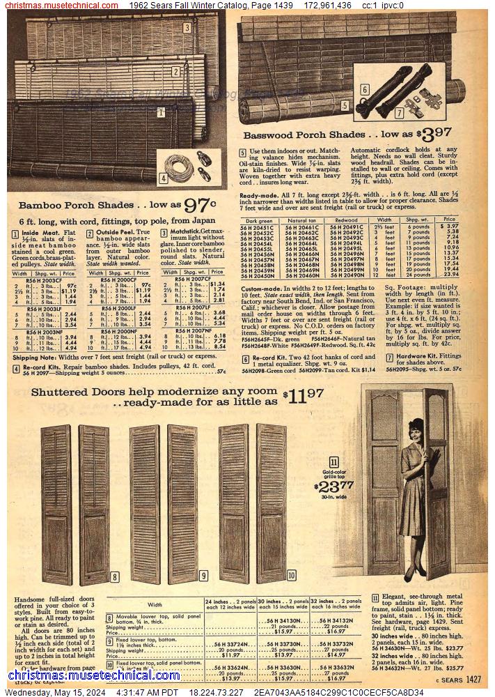 1962 Sears Fall Winter Catalog, Page 1439