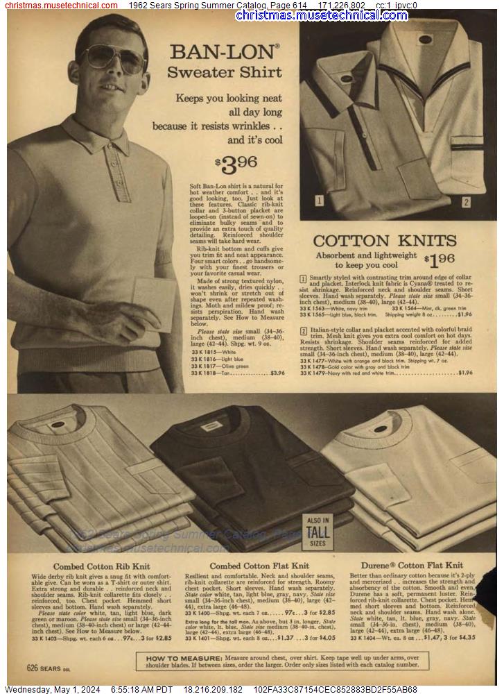 1962 Sears Spring Summer Catalog, Page 614